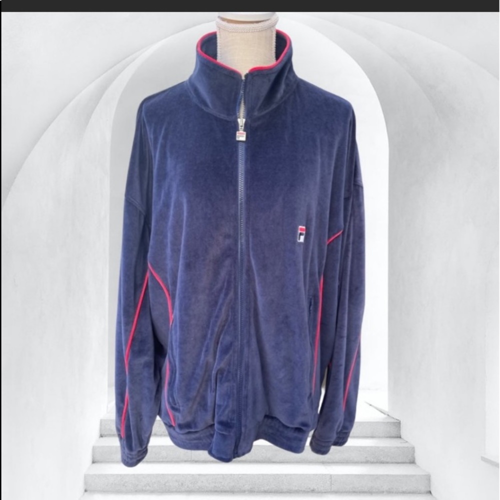 FILA Men's Velour Track Zip Up Jacket